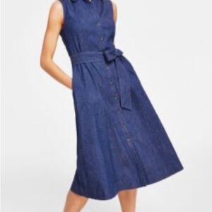 Anne Klein Blue Midi Dress with Belt